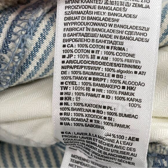 GAP Denim Girl’s High Rise Blue White Railroad Stripe Frayed Hem Denim Skirt 14 - Picture 14 of 15